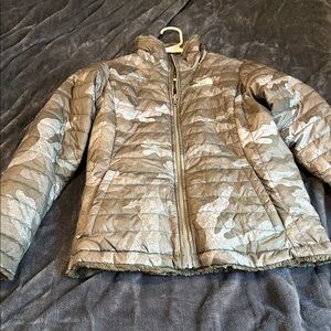 Kids North Face Puffer Winter Camouflage Jacket Reversible XL Fleece